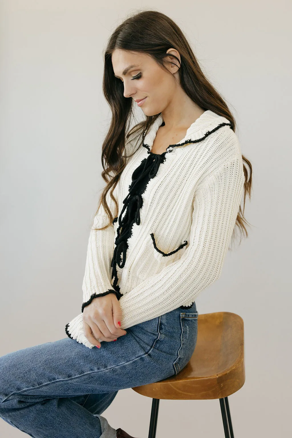 Storie Cardigan-Cream/Black
