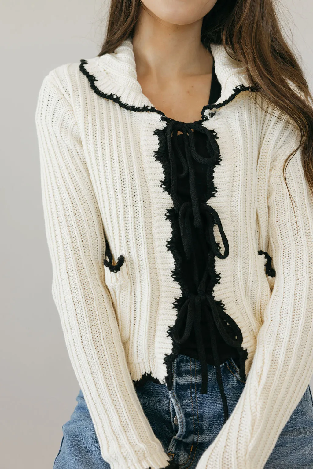 Storie Cardigan-Cream/Black