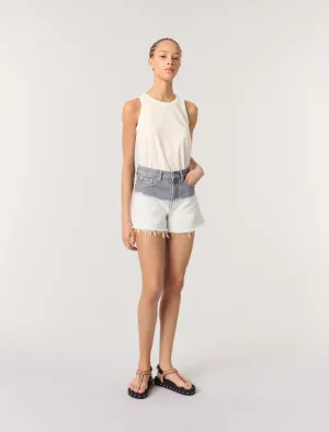 Tie-dye denim shorts