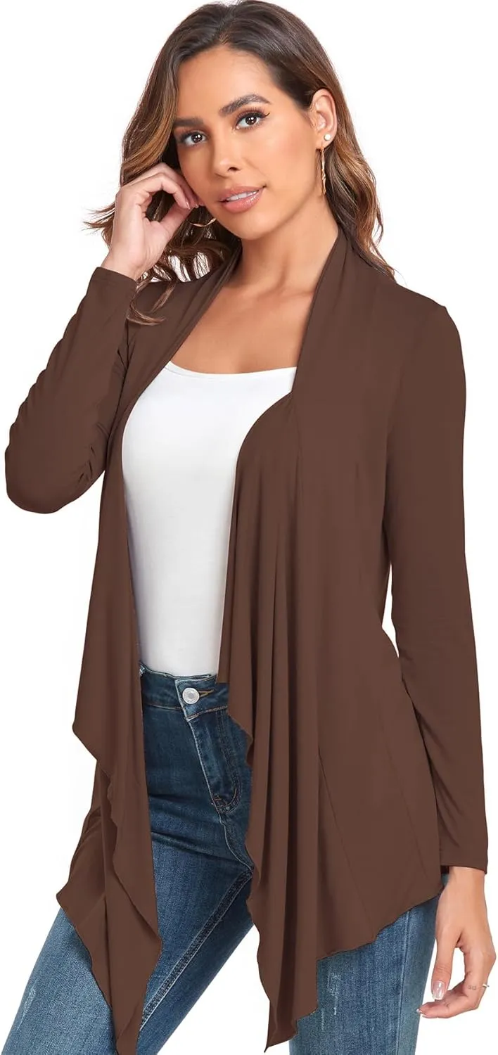 TownCat Cardigans for Women, Soft Drape Front Open Womens Cardigans, Lightweight Long Sleeve Cardigan Irregular Hem
