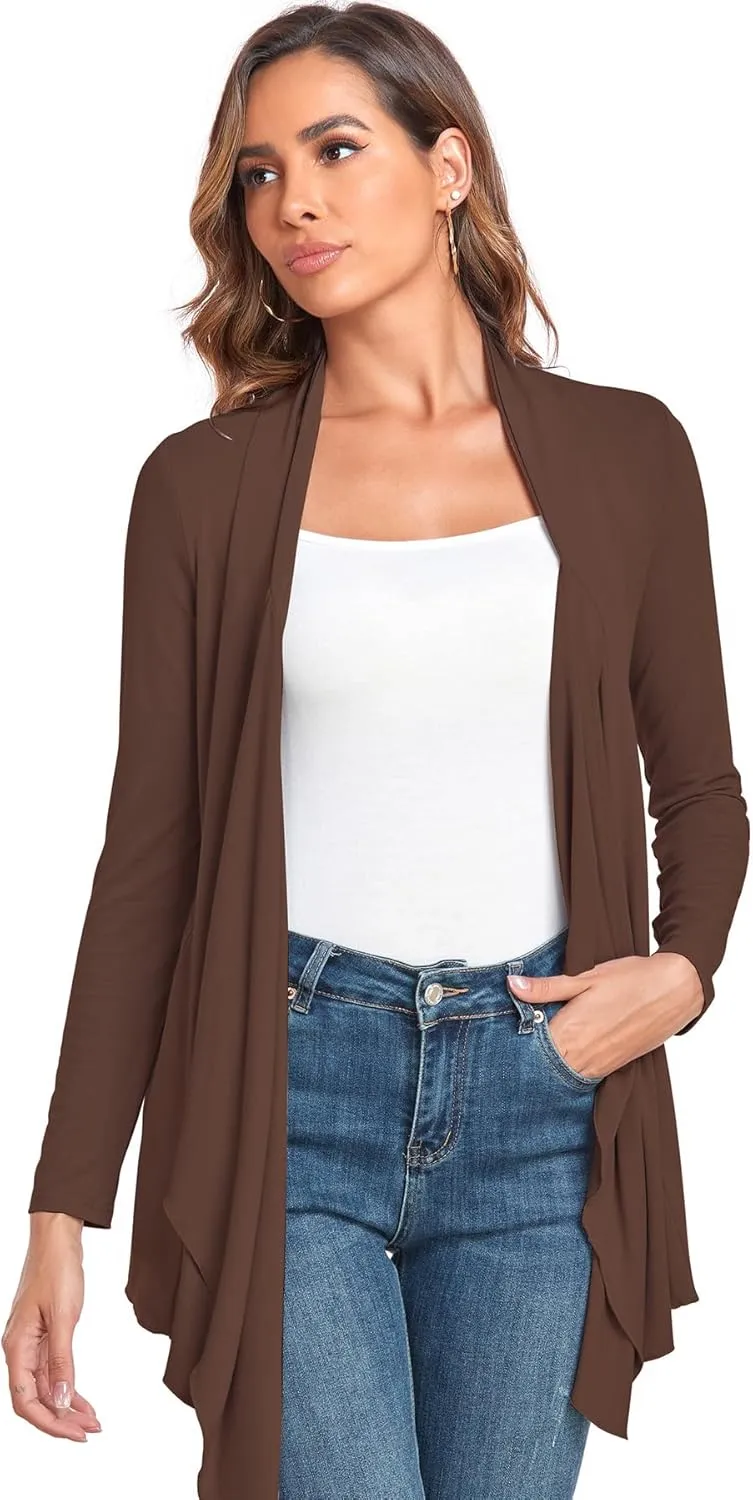 TownCat Cardigans for Women, Soft Drape Front Open Womens Cardigans, Lightweight Long Sleeve Cardigan Irregular Hem