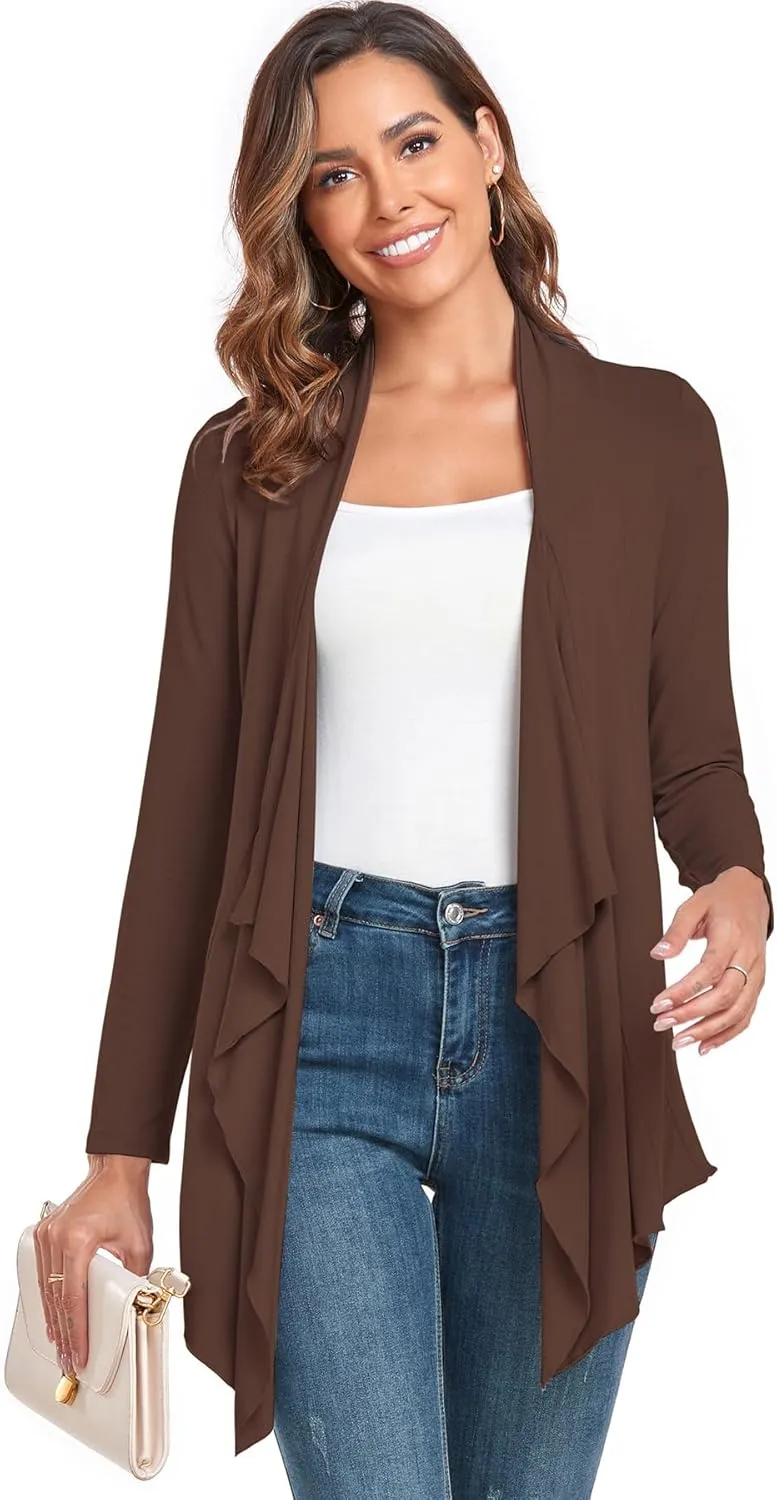 TownCat Cardigans for Women, Soft Drape Front Open Womens Cardigans, Lightweight Long Sleeve Cardigan Irregular Hem