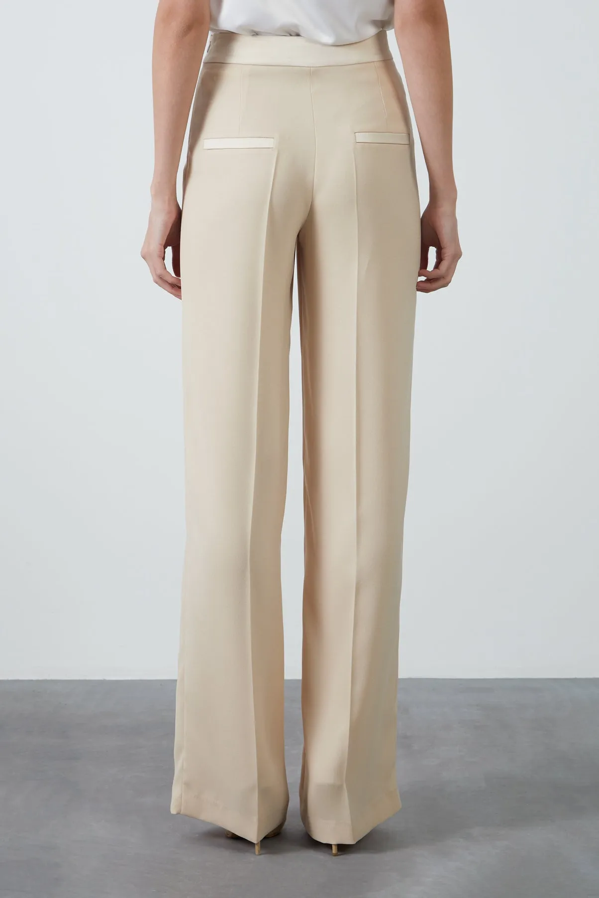 Wide Leg Stylish Beige Pants