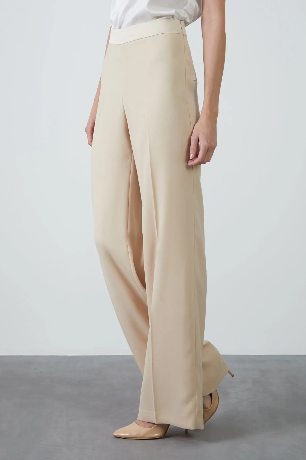 Wide Leg Stylish Beige Pants