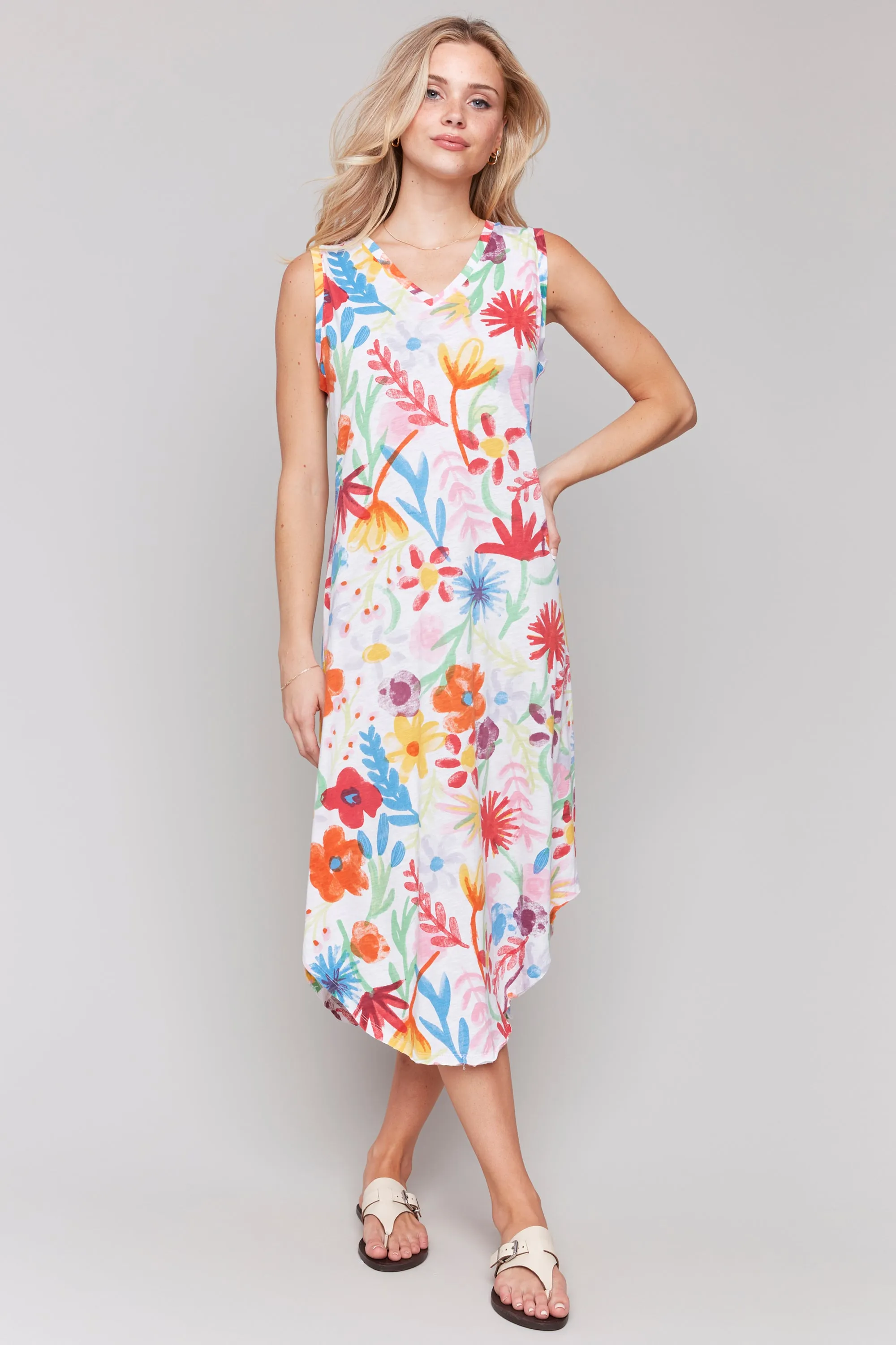 WILDFLOWERS SLEEVELESS PRINTED DRESS